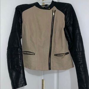 SOLD Black leather jacket with suede